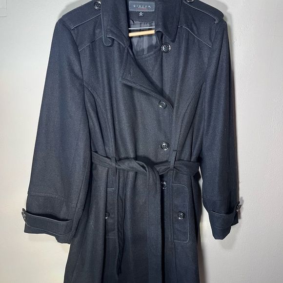 Long Peacoat Style sz 3X Giacca Gallery woman Black wool blend - Picture 1 of 10